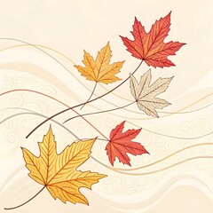 Autumn background with vibrant orange, yellow, and red maple leaves, perfect for a seamless fall season nature pattern vector design illustration