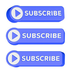 3d rendering icon subscribe button blue color 