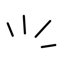 Abstract black lines radiating outward, symbolizing sound waves, impact, vibration, or a burst of energy on a clean white background