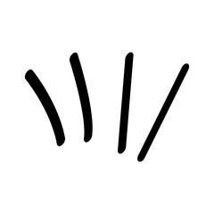 Abstract hand-drawn black lines illustration. minimalist graphic design element representing motion, speed, sound waves, or light rays on white