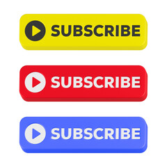 colorful subscribe play button 3d rendering icon