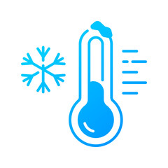 Thermometer icon. winter, cold, temperature, freezing, weather, snow, climate, chill, measurement, gauge. Vector Icon Illustration