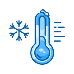 Thermometer icon. winter, cold, temperature, freezing, weather, snow, climate, chill, measurement, gauge. Vector Icon Illustration