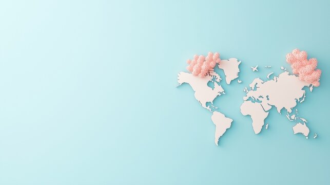 Global Airplane Icon Simple silhouette of an airplane against a world map background, representing international travel and connectivity