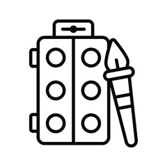 An amazing outline icon of paint kit, creative arts, and school craft activities