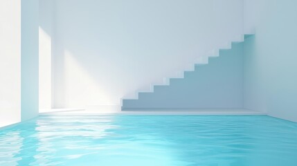 Fototapeta premium Minimalist or Aesthetic Pool An indoor pool with a minimalist design, surrounded by white walls.