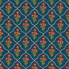 seamless pattern white flower with leaves	