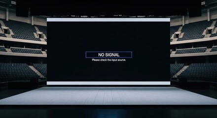 Large Screen in Stadium Showing No Signal Message.