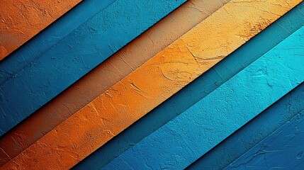 An abstract image featuring diagonal stripes in shades of blue and orange, with a textured surface.