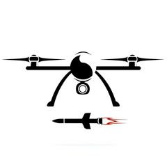 Tactical drone with missile payload in icon style. Armed aero silhouette.