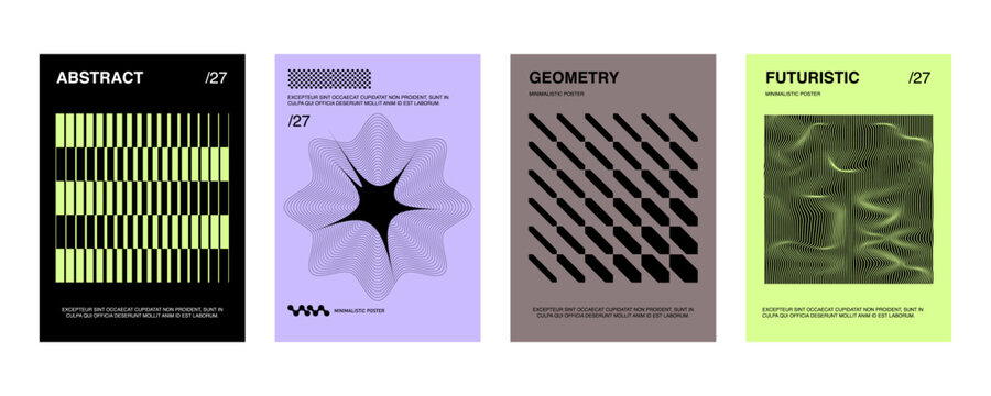 Posters with silhouette minimalistic basic figures, extraordinary graphic assets of geometrical shapes transition style. Modern minimalistic print.