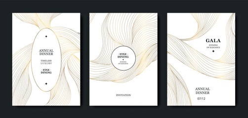 Naklejka na ściany i meble Luxury gold abstract background, gala award invitation, elegant lines, premium geometric patterns. Vector design VIP cards, wedding invitations, award certificates, product covers