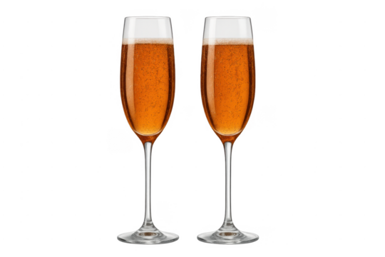 Two champagne flutes clinking for a celebration toast