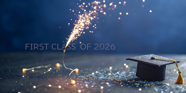 Celebrate graduation with a sparkler and cap symbolizing achievement and the bright future ahead for the class of 2023