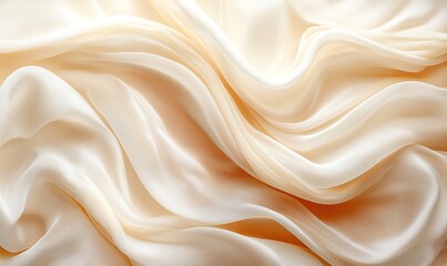 Obraz premium Flowing cream silk fabric with gentle folds and soft light.