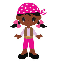 Funny pirate girl  vector cartoon illustration