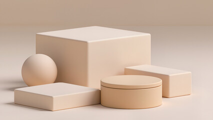 Trendy background with square and cylinder podium box and copy space for product promotion.