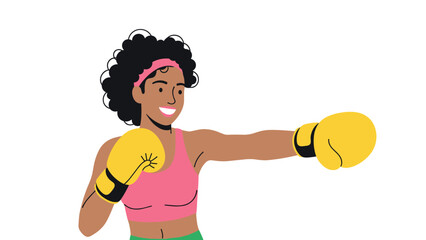 Energetic woman boxing workout for fitness motivation and active lifestyle illustration