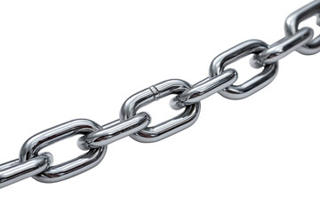 Fototapeta premium Polished metal chain links on a solid black background steel silver