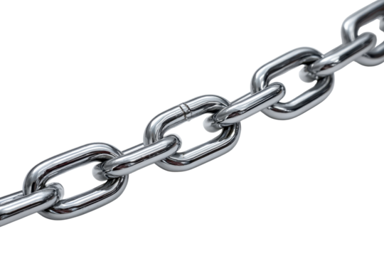 Polished metal chain links on a solid black background steel silver - Powered by Adobe