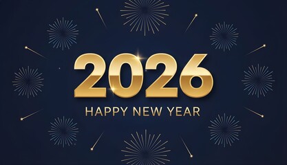 New Year 2026: A festive greeting for the upcoming year, with golden numerals of the year. It's a joyful message filled with hope and excitement for the year ahead.