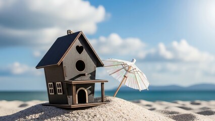 Tiny Beach House Dream Miniature home on a tropical beach with sunny escape.