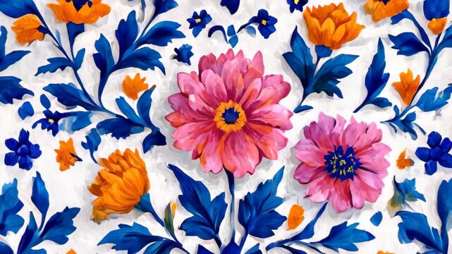 Colorful floral patterns displayed in a vibrant artistic creation for home decor inspiration