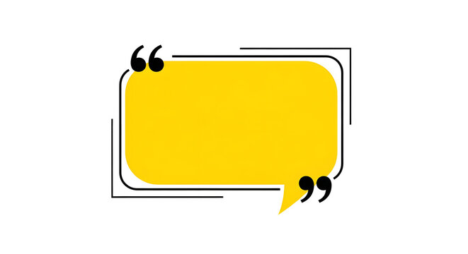 Yellow speech bubble with quotation marks and black outline design