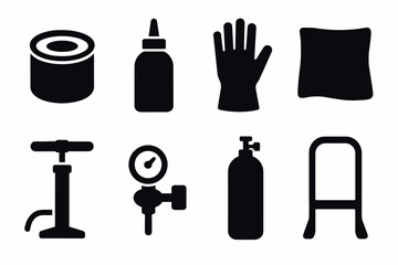 Fototapeta premium Collection of minimalist equipment icons for tool and hardware design