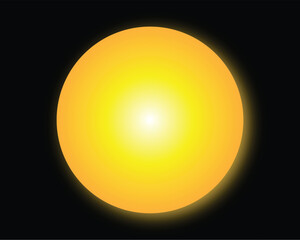 Bright Glowing Yellow Sphere with Dark Background
