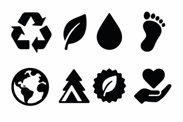 Obraz premium Minimalist eco icons collection for sustainable design and environmental awareness projects