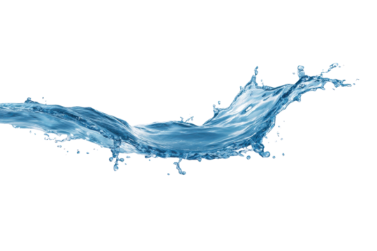 Blue water splash with droplets against black background liquid fluid, Isolated On White Background, Png Transparent