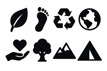 Eco friendly icons collection for sustainable design projects and earth day campaigns