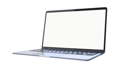 Modern laptop computer with blank white screen isolated on black background for mockups