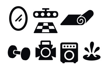 Minimalist icon set featuring fitness, home, and lifestyle symbols for design projects