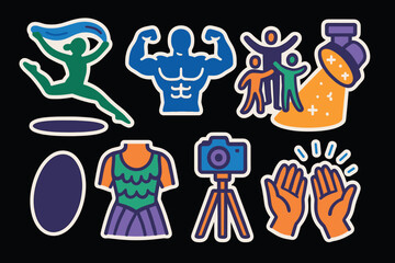 Fototapeta premium Expressive dance and fitness icons collection for creative design