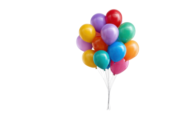 Bunch of colorful balloons floating against a solid black background cluster, Isolated On White Background, Png Transparent
