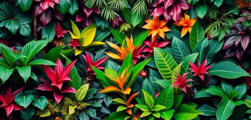 Lush Vibrant Tropical Foliage Backdrop