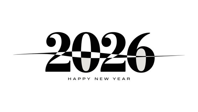 2026 New Year's Greeting: A minimalist, stylish design spells out the coming year, interwoven with a wish for a joyful start to the fresh calendar year.
