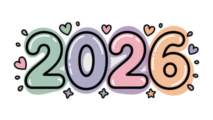 New Year 2026: A vibrant and celebratory illustration announces the arrival of the year 2026, evoking feelings of anticipation, and hope. The design is filled with colorful elements and symbols.