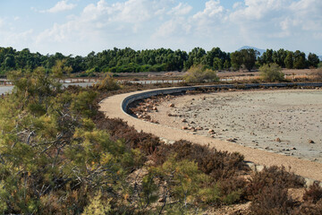 Fototapeta premium Salt Lake view on a sunny day, Larnaca, Cyprus.November time