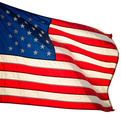 Fototapeta premium Waving american flag with prominent red white and blue stars and stripes