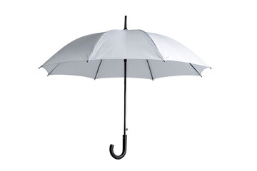 Open white umbrella with black handle against black background rain, Isolated On White Background, Png Transparent
