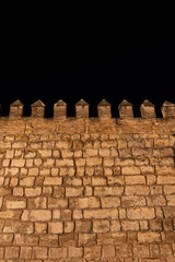 Wall Of Real Alcazar Of Seville At Night