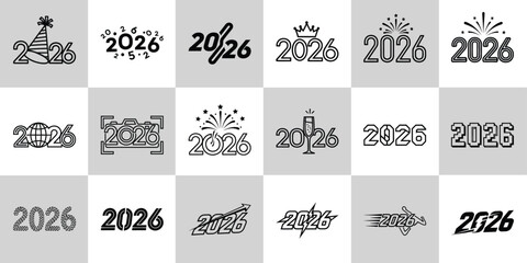 2026 New Year Celebration Designs Vector Graphic Elements for Festivities