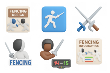 Fencing icon set for infographic and design projects