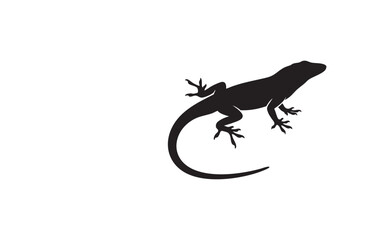 Black Silhouette of Gecko on Transparent Background