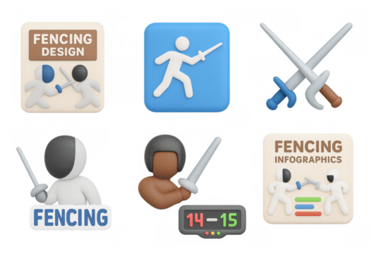 Fencing icon set for infographic and design projects