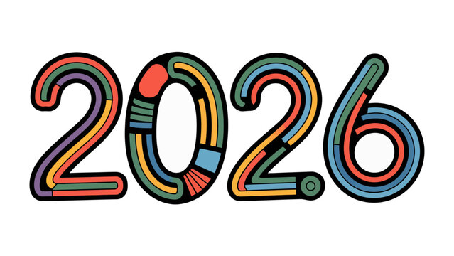 Colorful 2026 Typography: A vibrant and creatively designed representation of the year 2026, showcasing a fusion of color and modern design.