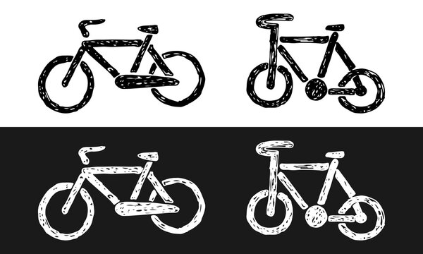 Bicycles hand drawn doodle black vector icon sign and symbol road element.